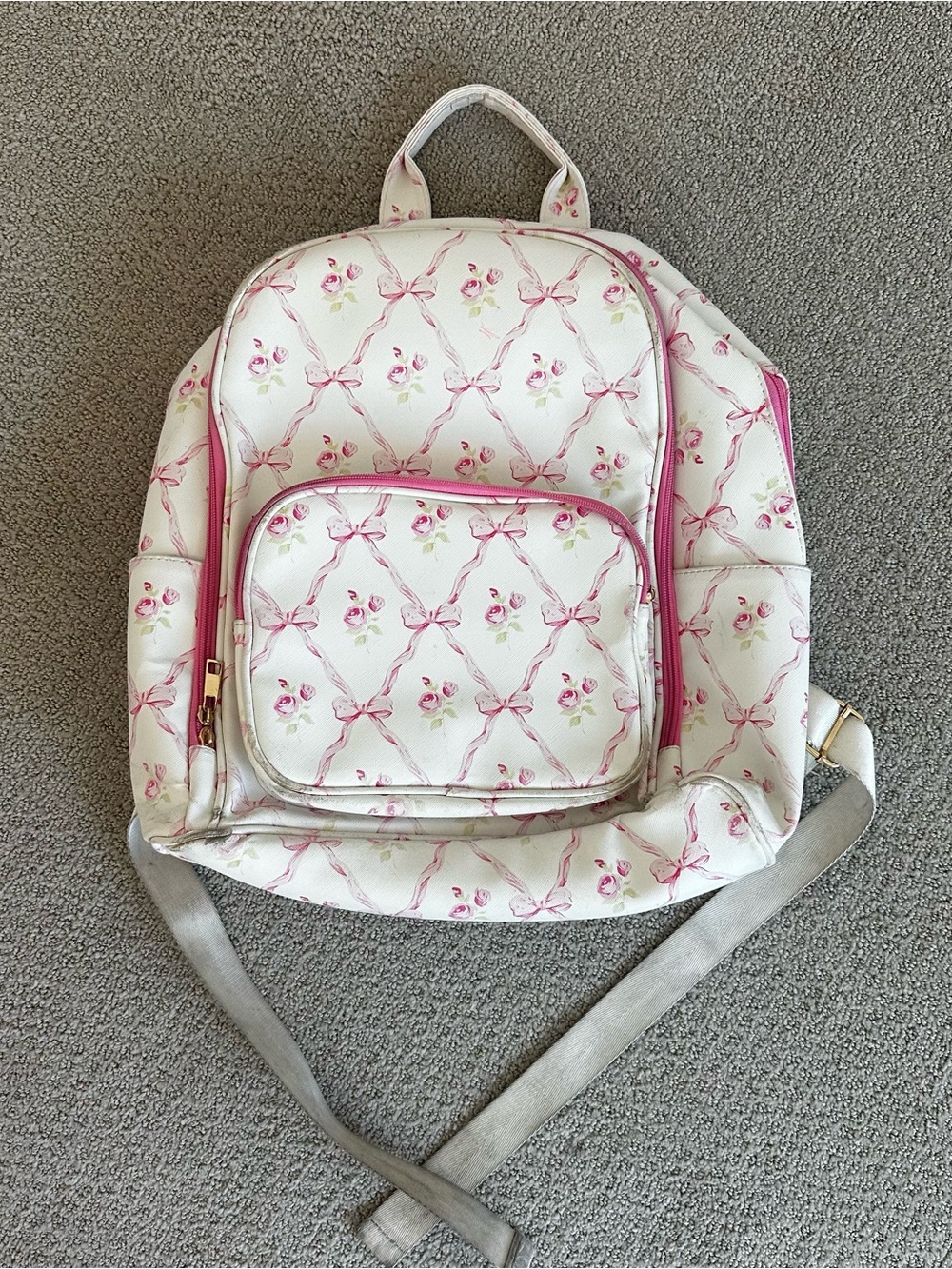 Pink Bow Print Backpack